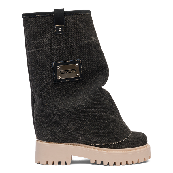 Denim Chunky Boots Black